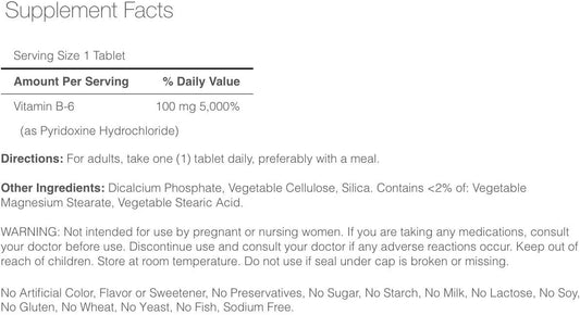 Puritan's Pride Vitamin B-6 (Pyridoxine Hydrochloride) 100 mg
