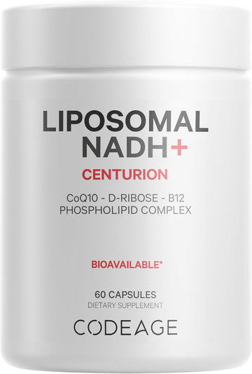 Codeage Liposomal Nadh+ Supplement - Coq10 - Vitamin B12 - D-Ribose Bioenergy Ribose - 2-Month Supply - Energy And Cognition Support - -Nicotinamide Adenine Dinucleotide - Non-Gmo - 60 Capsules