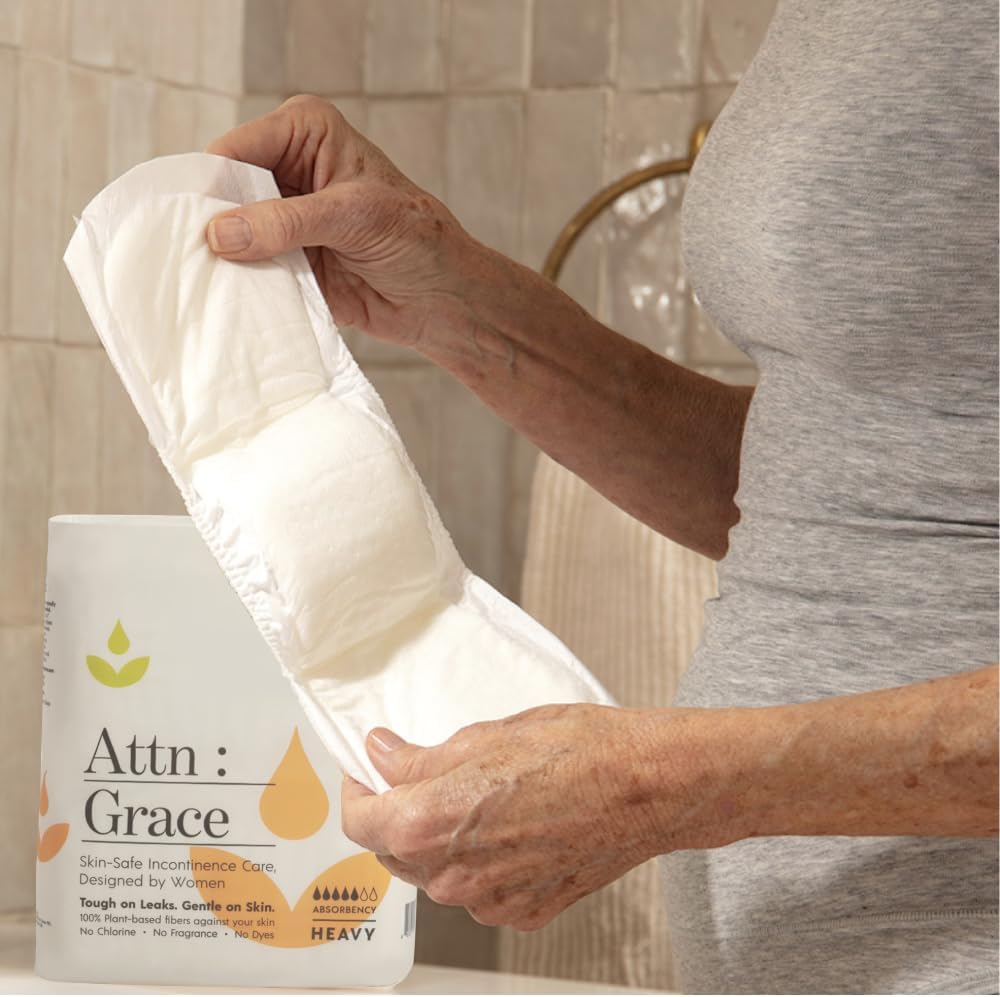 Attn: Grace Heavy Incontinence Pads (28 Pack) & Flushable Wet Wipes Combo for Women - Heavy Absorbency & Wipes with Aloe Vera and Coconut Oil | Postpartum Support, Sensitive Skin-Friendly : Health & Household
