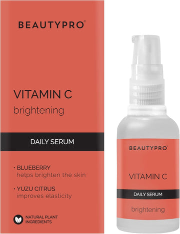 Beautypro Vitamin C Face Serum Brightening Anti-Ageing Daily Skincare Firming Hydrating Energising 100% Plant Based Blueberry Yuzu Citrus Sea Buckthorn Natural Vegan Multi Award Winning Brand 30Ml