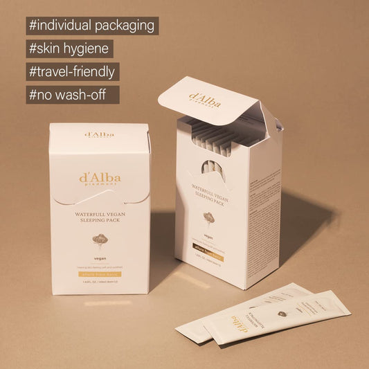 D'Alba Italian White Truffle Waterfull Vegan Sleeping Pack, Non Wash-Off Overnight Face Mask, Portable Gel-Type Face Mask For Moisture Retention, Safe For Sensitive Skin