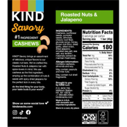 KindĀ® Bars Savory 18Ct Variety Pack (Rosemary, Jalapeno And Paprika), 6G Protein, High Fiber, Gluten Free Snack Bars