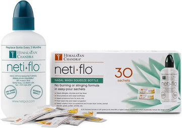 Himalayan Neti Flo Nasal Wash Bottle With 30 Sachets, 10 Ounce