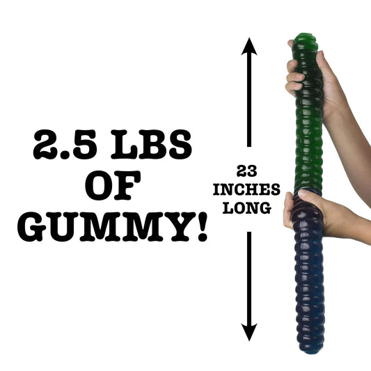 By The Cup Giant Gummy Worm, Blue Raspberry And Green Apple Flavored, 2.5 Lbs