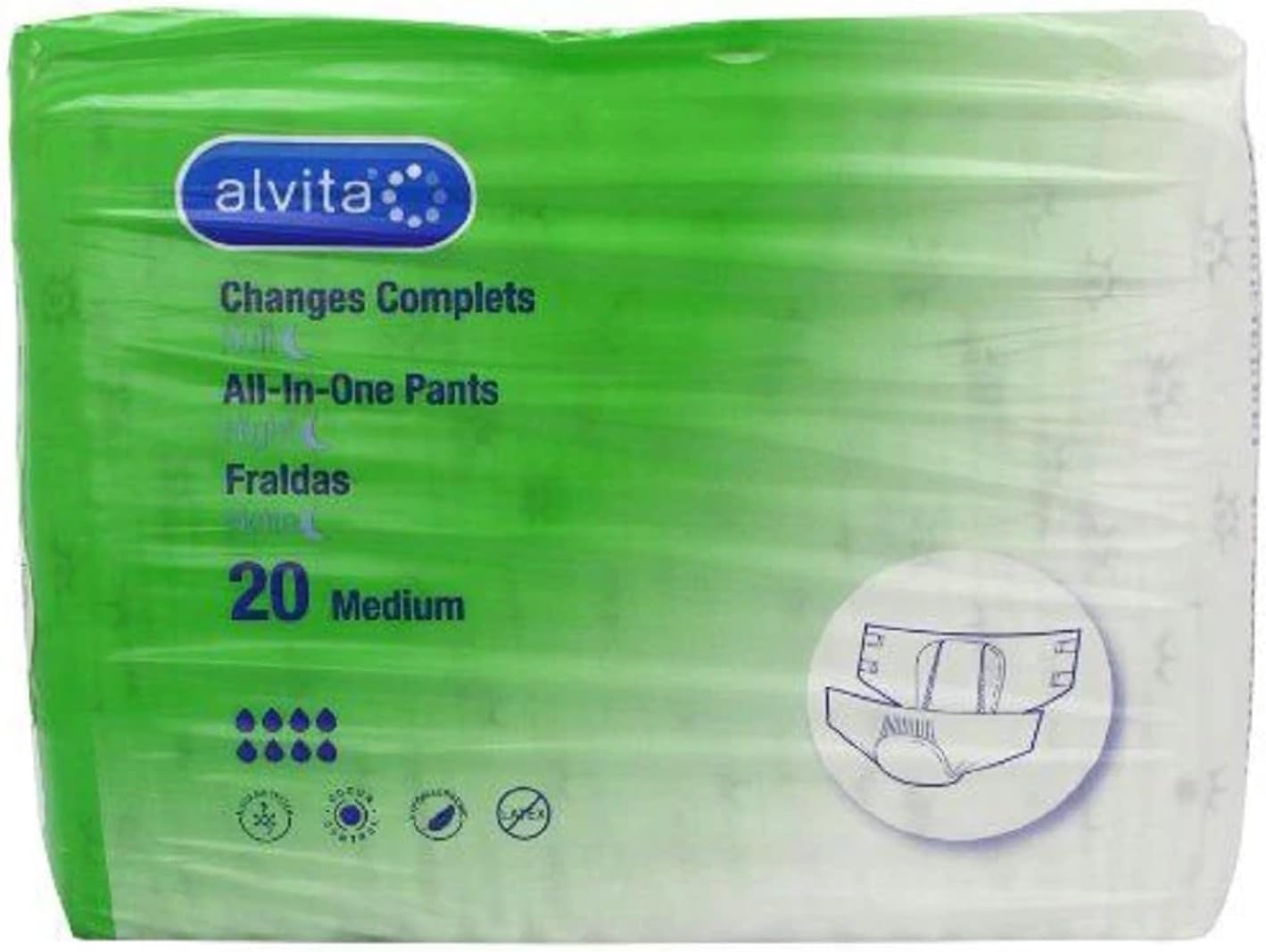 Alvita Inco Abs Aio Pants Med Night,Pack Of 20