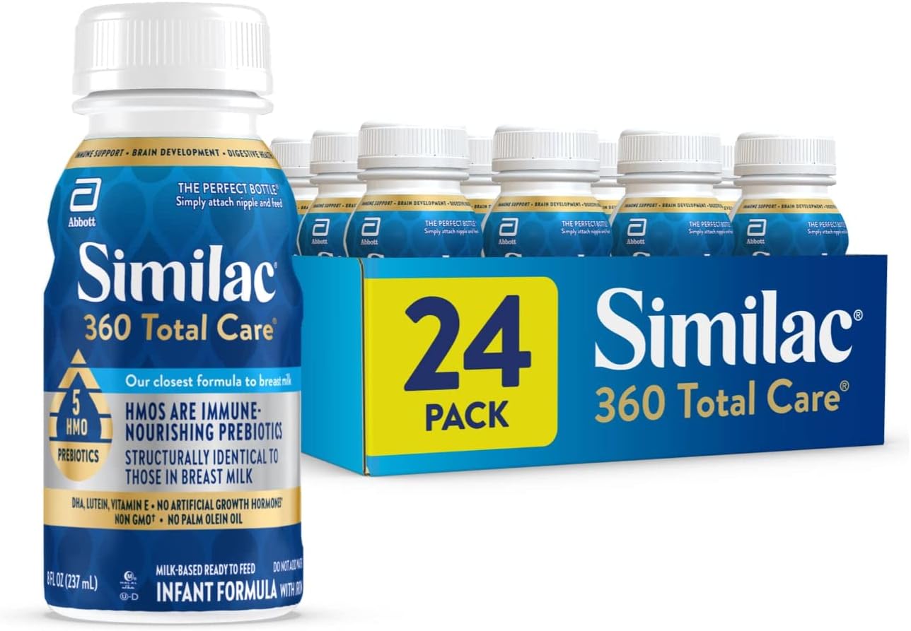 Similac 360 Total Care Infant Formula with 5 HMO Prebiotics Our Closest Formula to Breast Milk Non GMO Baby Formula Ready to Feed 8 Fl Oz Pack of 24 Baby