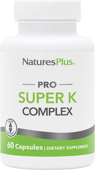 Natures Plus Pro Super K Complex - 60 Capsules - Promotes Healthy Calcium Metabolism - Includes Vitamins K1 & K2 - Non-Gmo, Vegan & Gluten Free - 60 Servings
