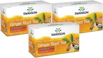 Swanson 100% Certified Organic Ginger Root Tea 20 Bag(S) (3 Pack)