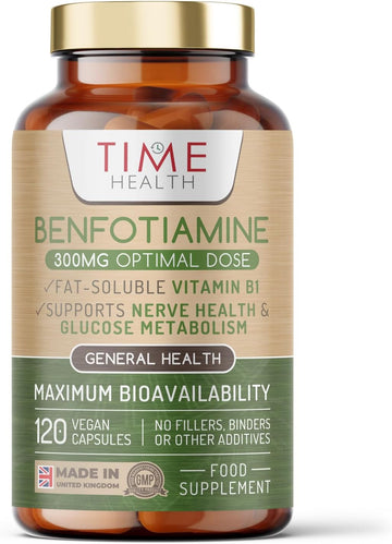 New: Benfotiamine - 300Mg X 120 Capsules - Fat Soluble Vitamin B1 (Thiamine) - >98% Purity - Uk Made Supplement - Gmp Standards - Zero Additives