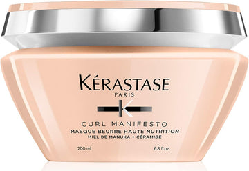 Kérastase Curl Manifesto, Extra-Rich Conditioning And Nourishing Mask, For Curly To Very Curly And Coily Hair, With Manuka Honey And Ceramide, Masque Beurre Haute Nutrition, 200 Ml
