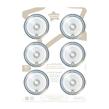 Tommee Tippee Closer To Nature Baby Bottle Nipples, Medium Flow Breast-Like, Anti-Colic Valve, Soft Silicone (3M+, 6 Count)