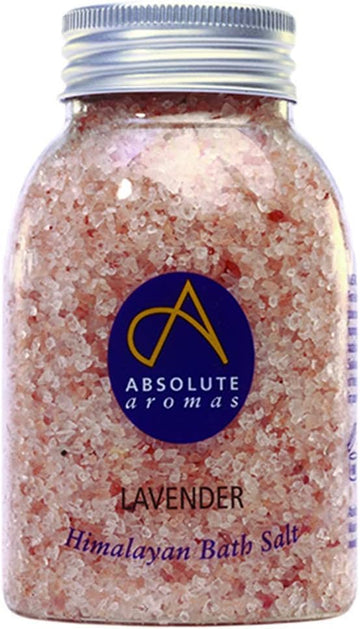 Absolute Aromas Lavender Bath Salts 290G - Natural Pink Himalayan Salt Infused With 100% Pure Lavender French Essential Oil - Relax And Soak Tired Muscles