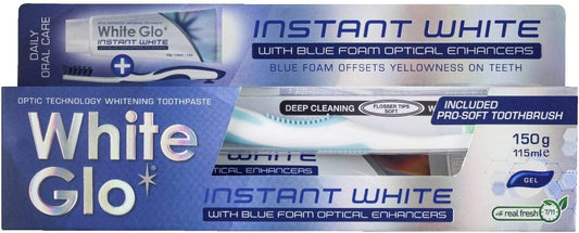 White Glo Instant White Optic Technology Whitening Toothpaste + Toothbrush
