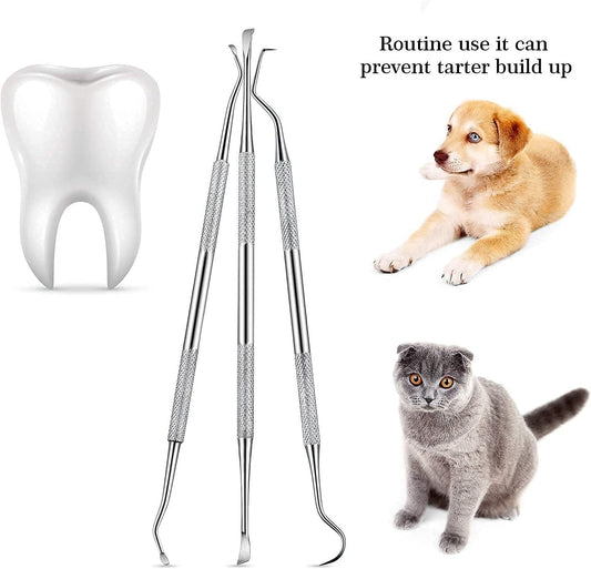 3 Pieces Dog Dental Tooth Scaler And Scraper Stainless Double Headed Tarter Removing Tool Scraper Pet Teeth Cleaning Tools For Dog And Cat