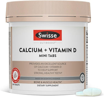 Swisse Calcio con vitamina D3 y citrato de 830 mg | Suplemento para mujeres y hombres | Soporte de fuerza ósea | Calcio | 300 tabletas | Suministro para 2 meses