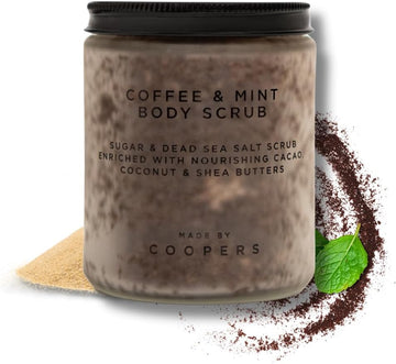 Made By Coopers Coffee Mint Sugar And Dead Sea Salt Body Scrub - Invigorating Exfoliation With Natural Ingredients For Radiant Skin - Energizing Coffee And Mint Infusion - 250G Full Body Treatment
