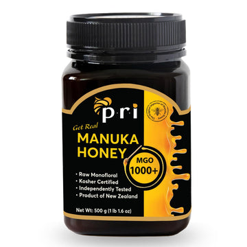 P.R.I Manuka Honey Mgo 1000+, 1.1Lb High Strength - Raw Manuka Honey (500G Jar)