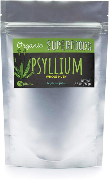 Yupik Organic Whole Husk Psyllium 95% Superfood, 8.8 Ounce, Non-Gmo, Vegan, Gluten-Free