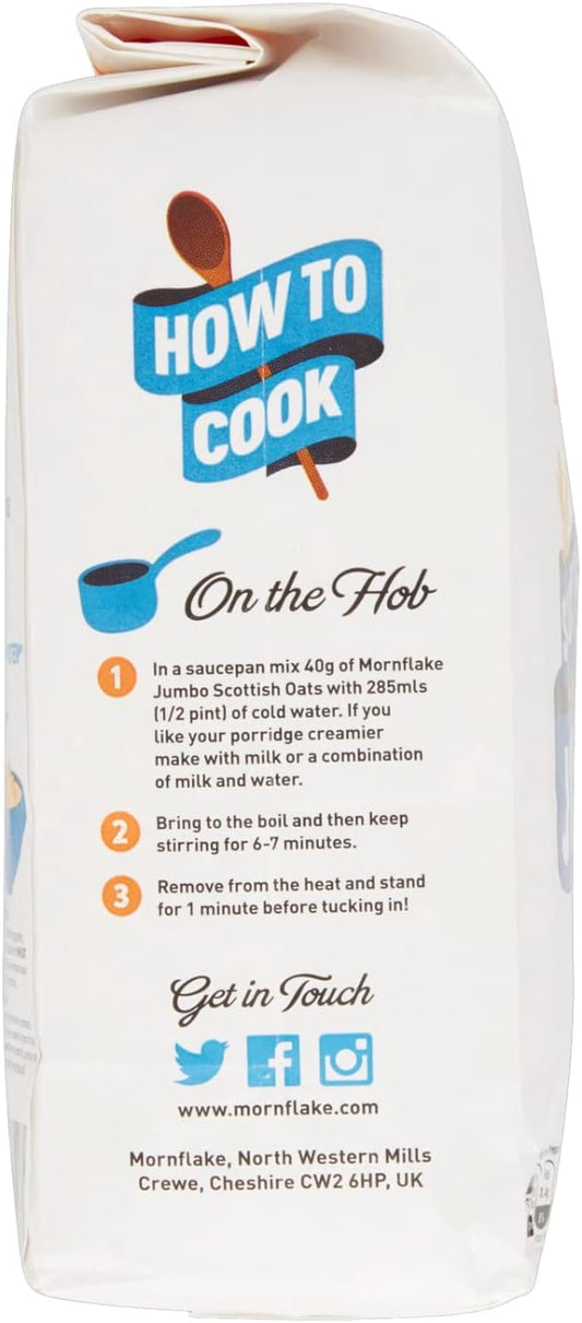 Mornflake Gold Mighty Oats, 100% Scottish Jumbo Oats, High In Fibre, High Protein, Wholegrain Oats, All Natural Ingredients, 1.5Kg (Pack Of 6)