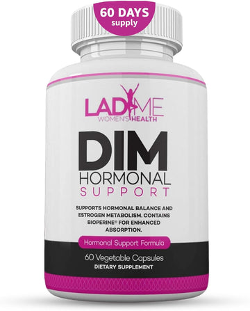 Dim Complex 150Mg Hormonal Support Menopause Relief Supplement For Hot Flashes & Hormonal Acne Relief Bioperine, Broccoli & Calcium Estrogen Metabolism Balancing Pills For Women 60 Capsules By Ladyme