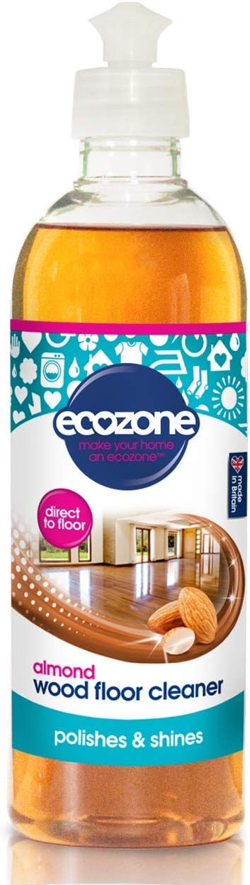 Ecozone Almond Natural Wood Floor Cleaner, Fast Drying Gentle Cleaning Solution For Wooden Flooring, Bleach Free Polish & Shine, Preserves The Colour & Finish, Vegan Friendly & Eco Conscious (500Ml)