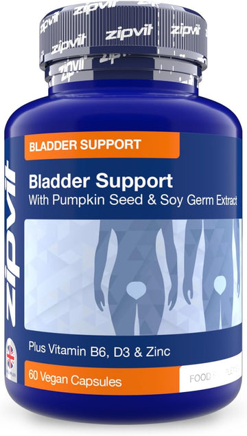 Zipvit Bladder Support With Pumpkin Seed & Soy Germ Extracts. Helps You Go Less Frequently. Enriched With Vitamins D3, B6 & Zinc. 60 Vegan Capsules For Men And Women