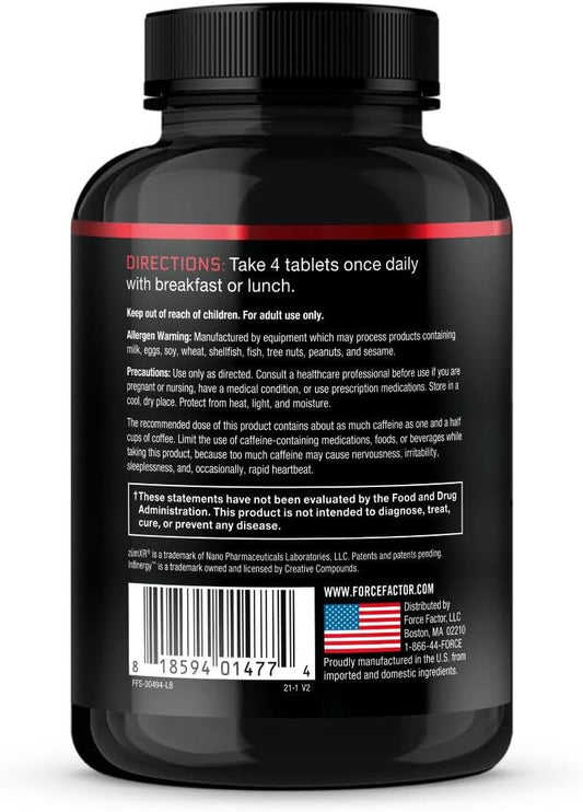 Force Factor Test X180 Boost Testosterone Booster And Energy Supplement For Men, Boost Energy, Increase Stamina, Enhance Vitality And Performance, With D-Aspartic Acid And Fenugreek, 120 Tablets