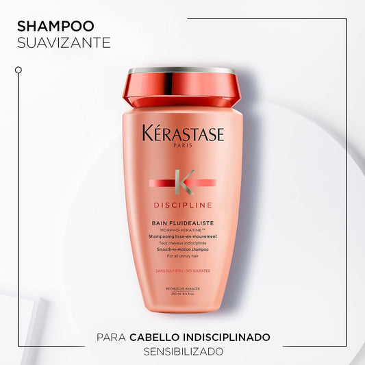 Kérastase Discipline, Smoothing & Anti-Frizz Shampoo, For Fine To Normal Sensitised & Unruly Hair, With Morpho-Keratine, Bain Fluidealiste, 250Ml