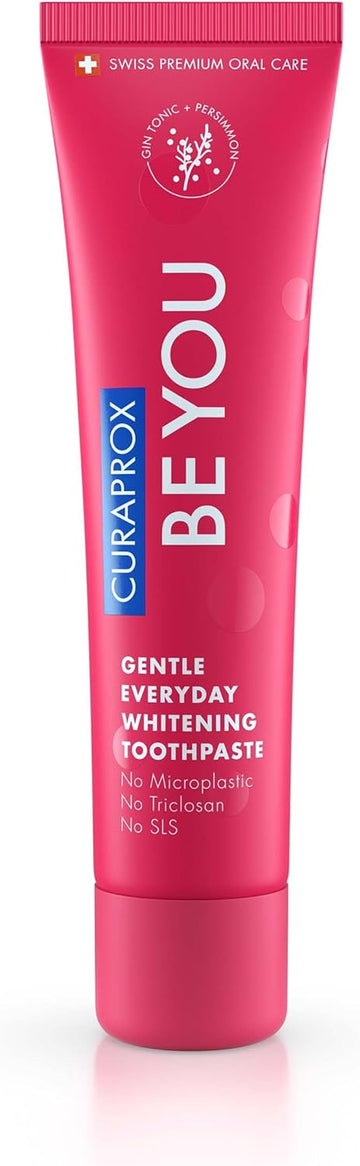 Curaprox Be You Gin Tonic + Persimmon Toothpaste Red 60Ml - Gentle Everyday Whitening Toothpaste - Sls Free, Microplastic Free, Triclosan Free, Fluoride Toothpaste