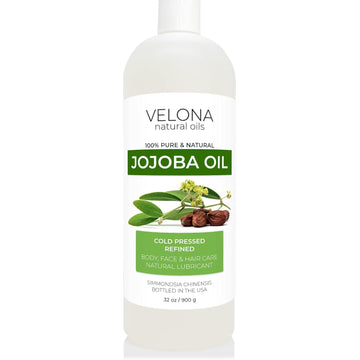 velona Jojoba Oil 32 oz | 100% Pure and Natural Carrier Oil | Clear, Refined, Cold Pressed | Moisturizing Face, Hair, Body and Skin Care | Use Today - Enjoy Results