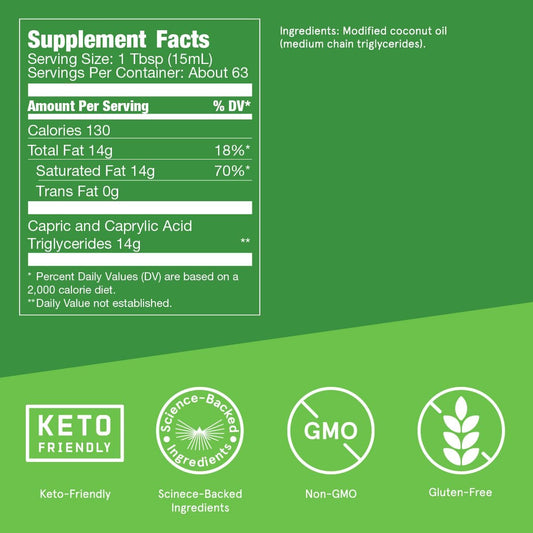 Bulletproof Xct Mct Oil Made With C10 And C8 Mct Oil, 32 Oz, Amplifies Energy, Keto Friendly