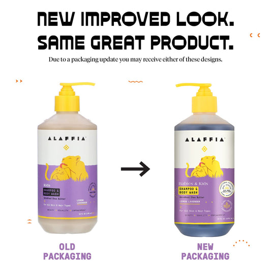 Alaffia Babies And Kids Shampoo And Body Wash, Gentle And Calming Support For Soft Hair And Skin With Shea Butter, Neem, And Coconut Oil, Fair Trade, Lemon Lavender