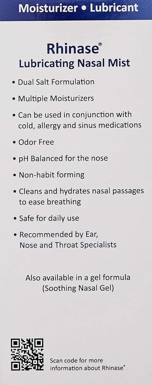 Rhinase Allergy Relief Saline Nasal Spray – Steroid Free, Dual Wetting Agent & Salt Formulation, 300 Sprays For Dry Nose, Allergy, Nosebleeds From Nasal Dryness