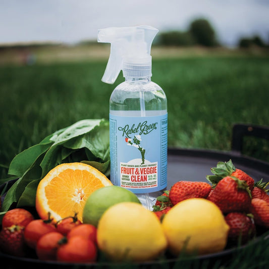 Rebel Green Fruit & Veggie Clean - Plant-Based Produce Cleaner - Natural Fruit And Vegetable Wash With No Aftertaste - Chemical & Wax Removal - Made With Organic Extracts Of Citrus - 16 Fl Oz