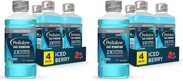 Pedialyte Fast Hydration Electrolyte Solution, Iced Berry, Hydration Drink, 4 Bottles, 1 Liter Each (Pack Of 2)