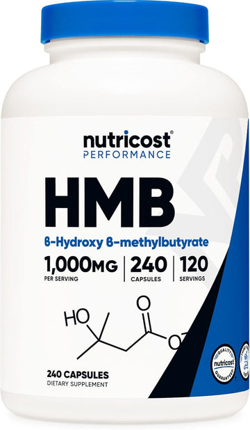 Nutricost Hmb (Beta-Hydroxy Beta-Methyutyrate) 1000Mg (240 Capsules) - 500Mg Per Capsule, 120 Servings - Gluten Free And Non-Gmo