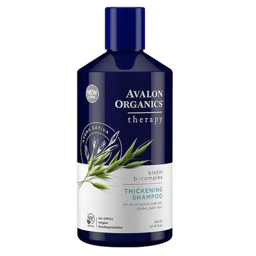 Avalon Organics Therapy Biotin B-Complex Thickening Shampoo, For An Energized Scalp And Thicker, Fuller-Looking Hair, 14 Fluid Ounces