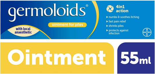 Germoloids Haemorrhoid Treatment & Piles Treatment Ointment, Triple Action With Anaesthetic To Numb The Pain & Itch, 55 Ml ( Pack Of 1)
