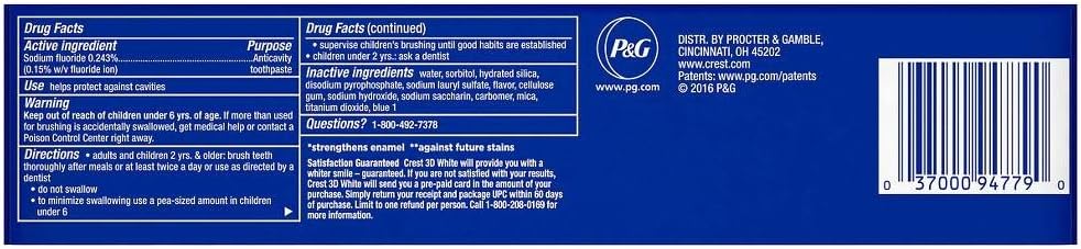 Crest 3D White Whitening Toothpaste - Radiant Mint 6.4 Oz