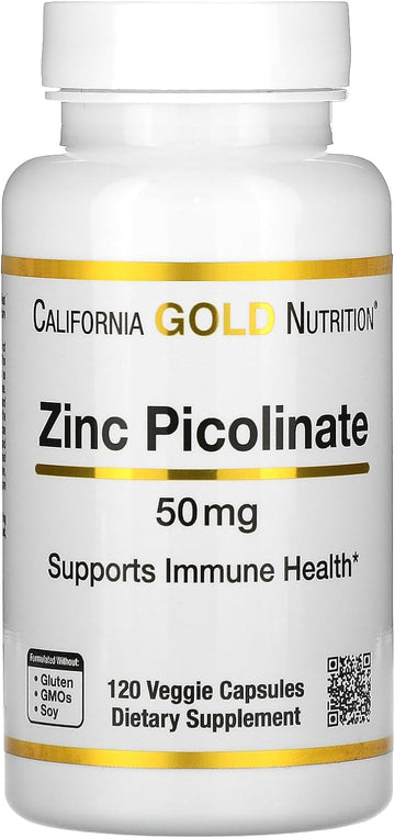 Zinc Picolinate, Bioavailable Form Of Zinc, Supports Immune Health, 50 Mg, 120 Veggie Capsules