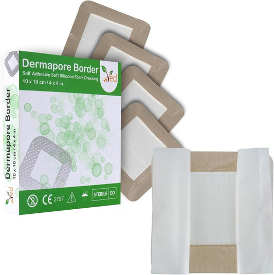 Ved Dermapore Adhesive Wound Dressing- Suitable For Cuts And Grazes, Diabetic Leg Ulcers, Venous Leg Ulcers, Small Pressure Sores- Medium, 9 X 25Cm (Pack Of 5)