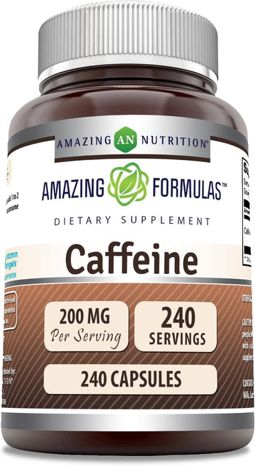 Amazing Formulas Caffeine 200Mg 240 Capsules Supplement | Non-Gmo | Gluten Free | Made In Usa