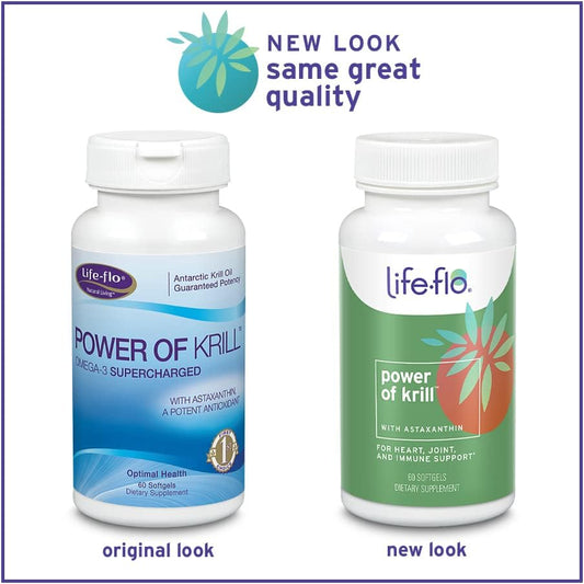Life-Flo Power Of Krill | Antarctic Krill Oil W/Omega-3S & Astaxanthin | Immune, Heart & Joint Formula | 60Ct, 30 Serv. : Health & Household