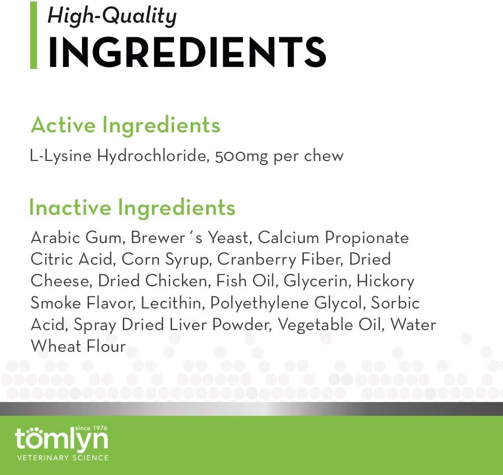 Tomlyn Immune Support Daily L-Lysine Supplement, Fish-Flavored Lysine Chews for Cats and Kittens, 30ct : Pet Supplies