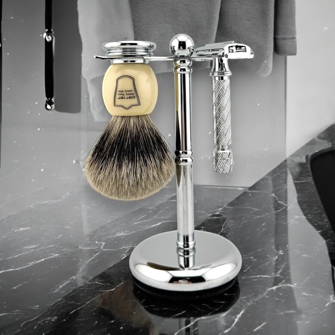Parker Deluxe Chrome Safety Razor & Shaving Brush Stand – Weighted Chrome-Plated Display Stand For Safety Razors & Brushes (Handles Up To 25 Mm Knot Size) : Beauty & Personal Care