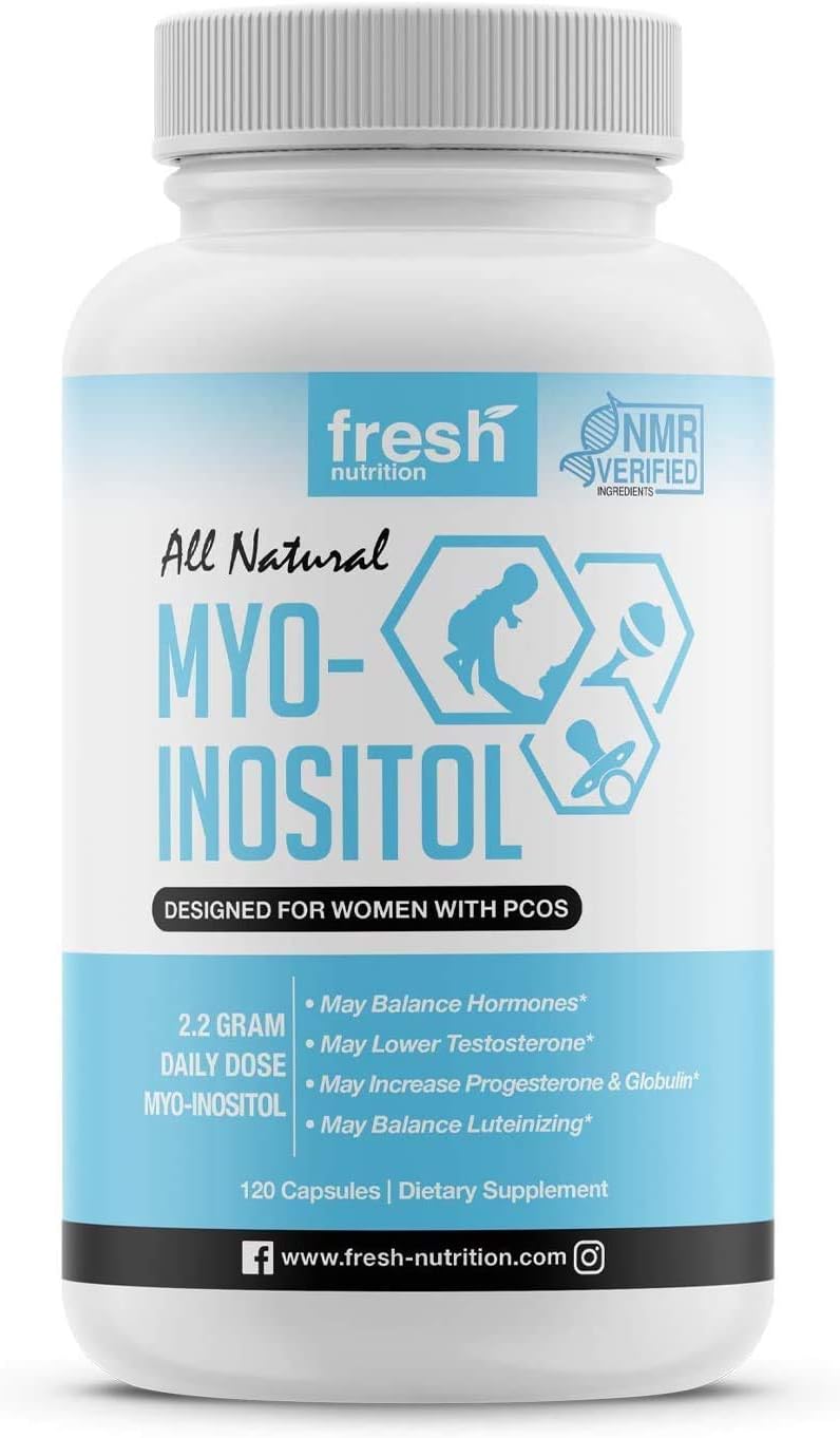 Myo-Inositol - PCOS - 2200mg Strongest NMR Verified - 120 High Potency Powder Capsules - Best Value Myo Inositol - Made in The USA : Health & Household