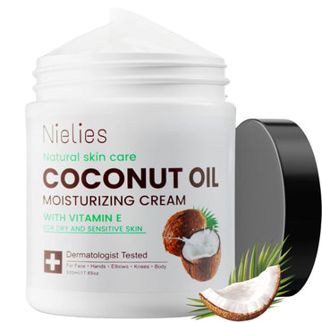 Spa Size 500Ml Coconut Oil Moisturizing Cream & Vitamin E., Coconut Oil For Skin, Face, Hands, Hair. Intense Hydration For Dry Skin