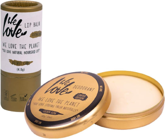 We Love The Planet - Golden Glow Gift Set - Contains Deodorant Tin & Lip Balm, Natural & Eco-Friendly Beauty Care