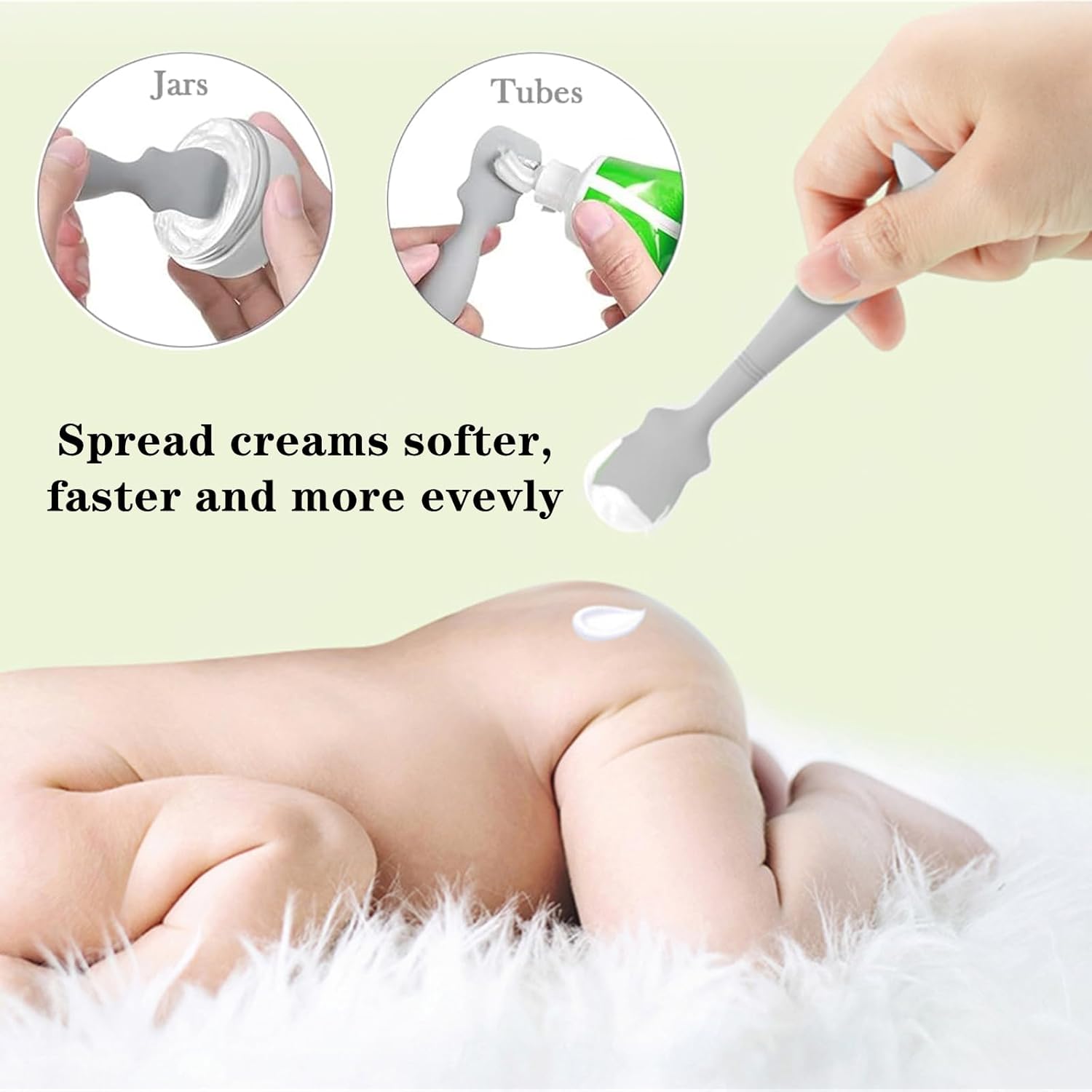 2 Pcs Nappy Cream Applicator Soft Baby Bottom Brush Nappy Rash Cream Applicator With Suction Cup For Newborn Baby Facial Cosmetic