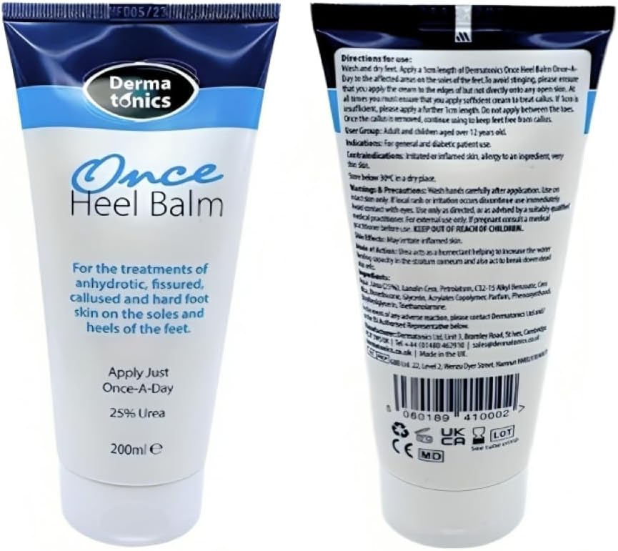 Dermatonics Once Heel Balm - Long-lasting Relief for Rough, Dry, and Callused Heels and Feet | Paraben-free and Clinicaly Proven | Visible Result in 8 Days | 200 ml : Amazon.co.uk: Beauty